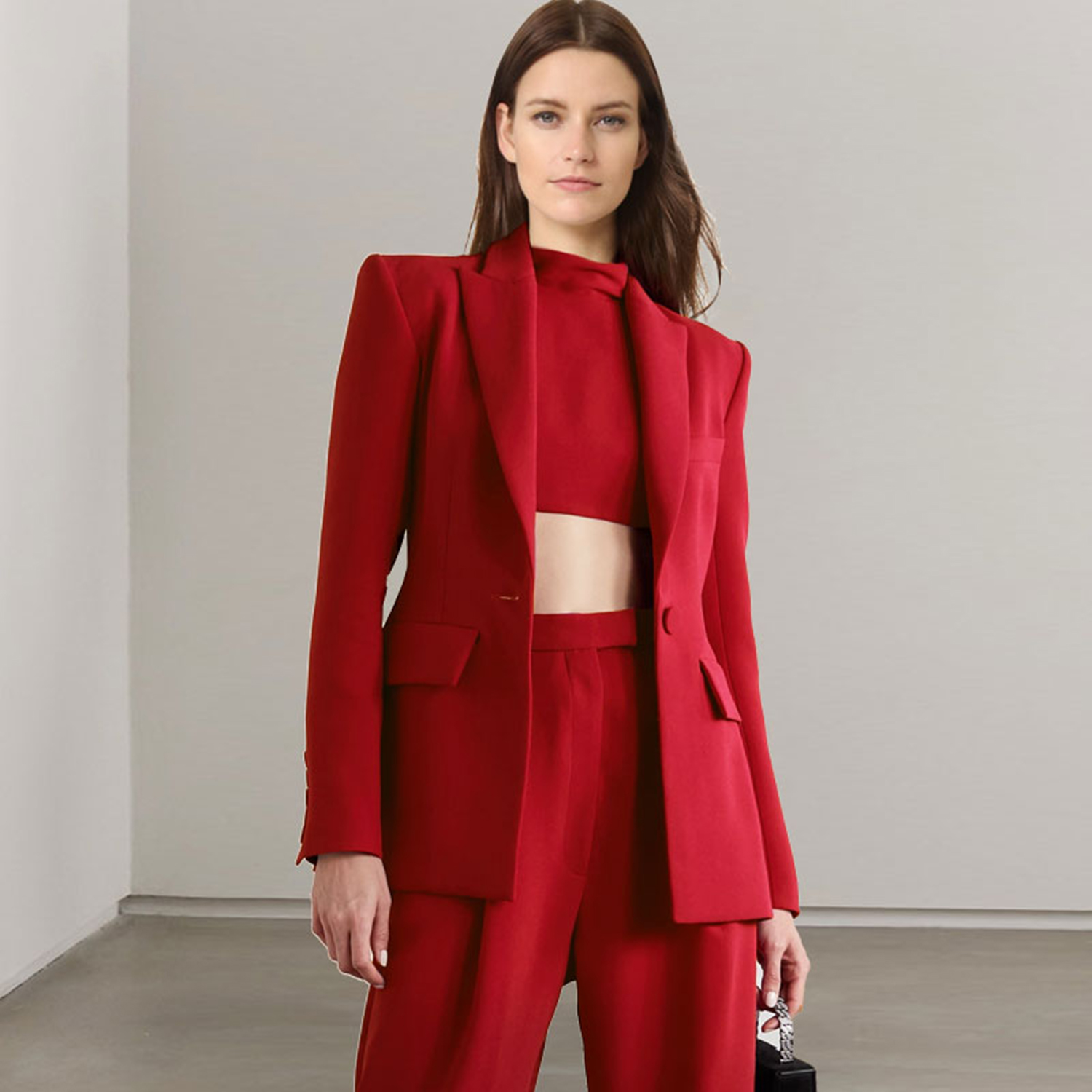 Women'S Fashion Blazer - Allingentle Rot Revers Damen 2-teiliges Set