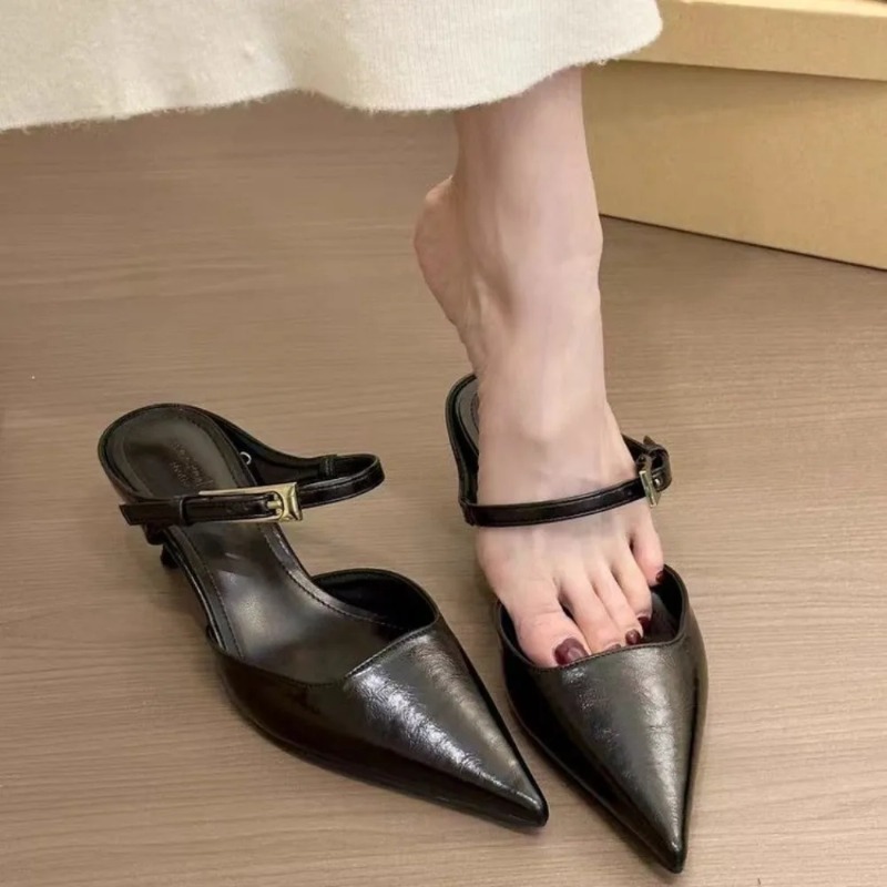 Women'S Fashion Trends - Damen-Spitzpantoffeln mit mittelhohem Absatz, elegante Mules-Schuhe,