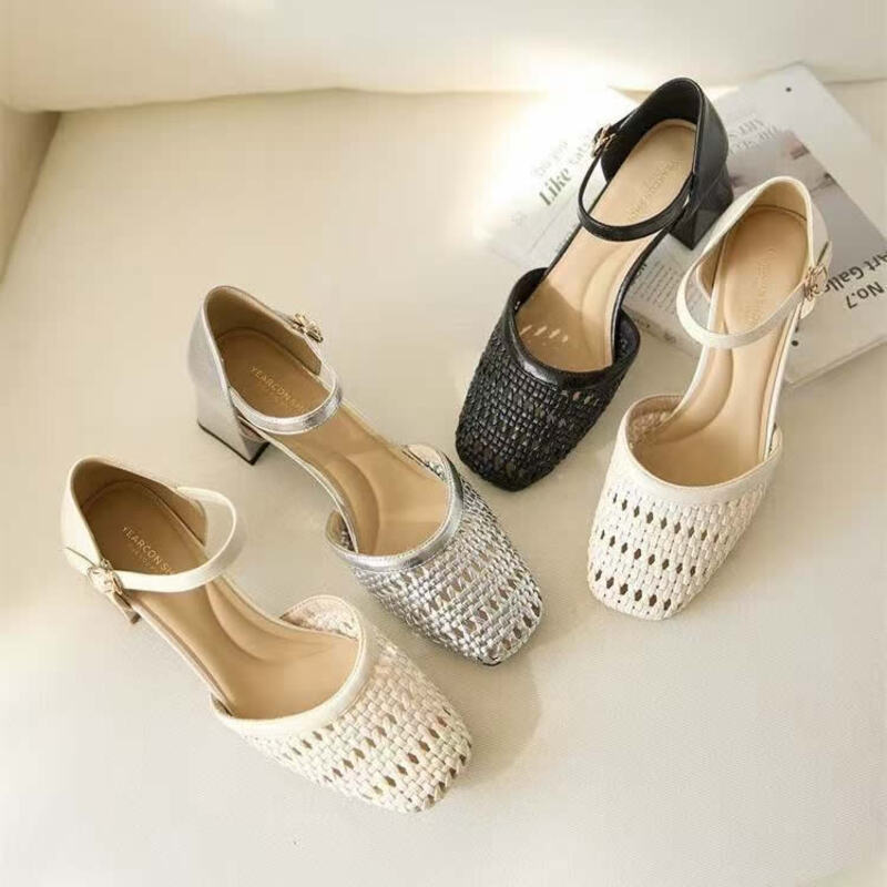 Women'S Fashion Brand Shoes - Modische gewebte, hohle, klobige Sandalen für