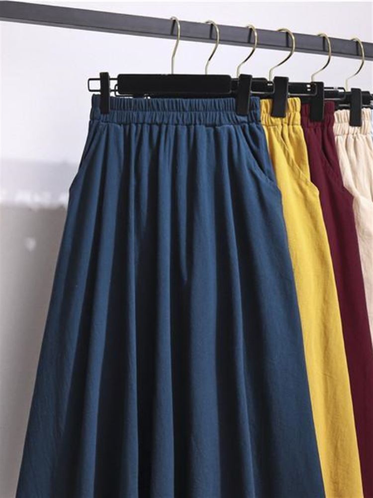 A-Line Skirt Midi - Neuer 2024 High-Waist-Rock aus Baumwolle und