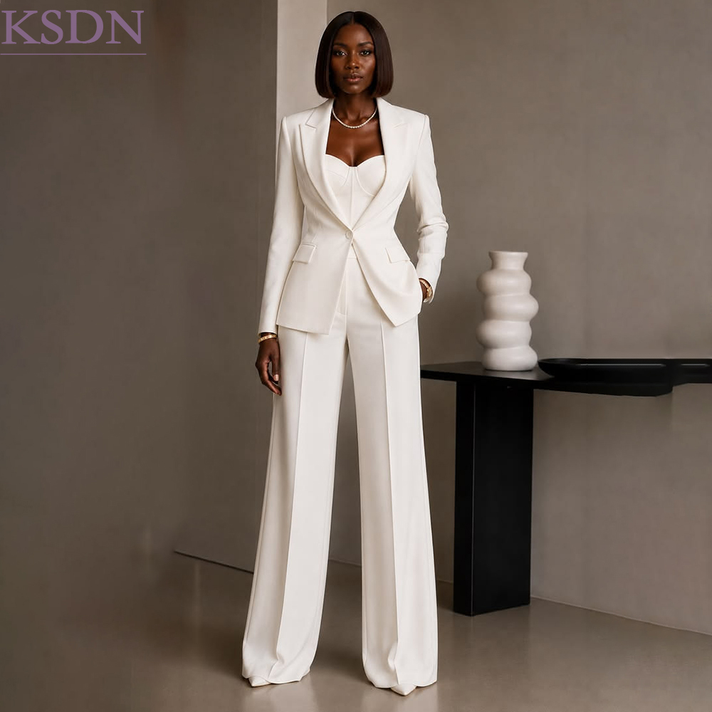 Women'S Fashion Blazer - Luxuriöse Weiße Damenanzüge, Modische Designer-Kombination mit