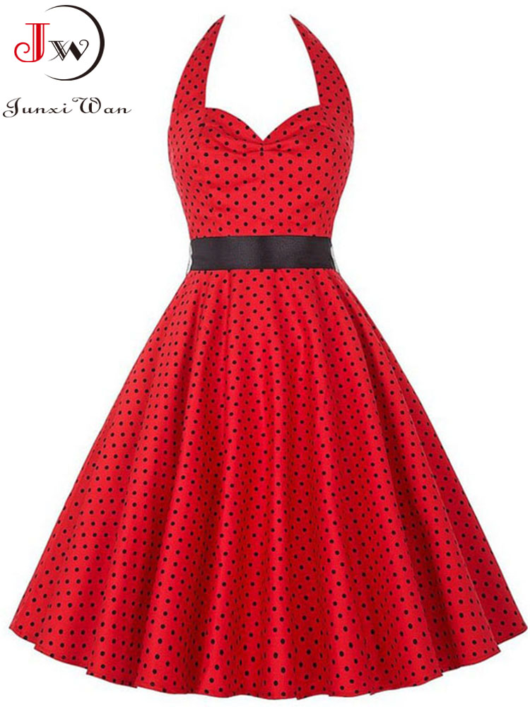 Women'S Fashion From The 60S - Frauen Sommer Polka Dot Vintage Kleid