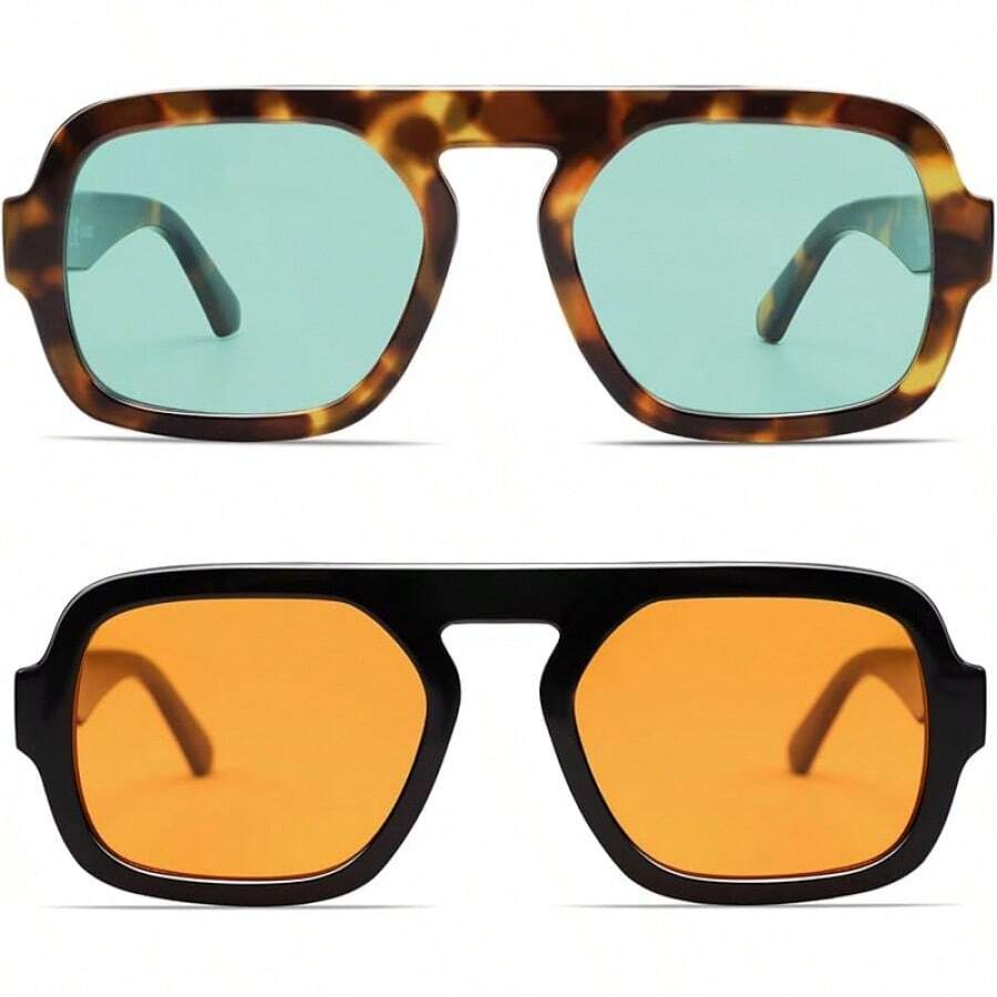 Women'S Fashion In The 70S - VANLINKER Übergroße Retro-Quadrat-Aviator-Sonnenbrille für Damen und