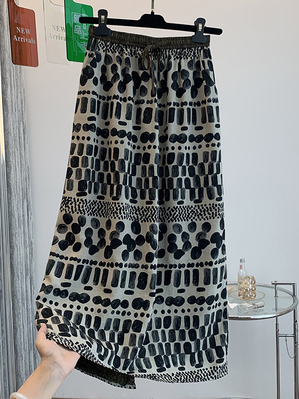 A-Line Skirt Midi - Retro-Blumenmuster, lockerer, leichter Sommer-Midirock für Damen,