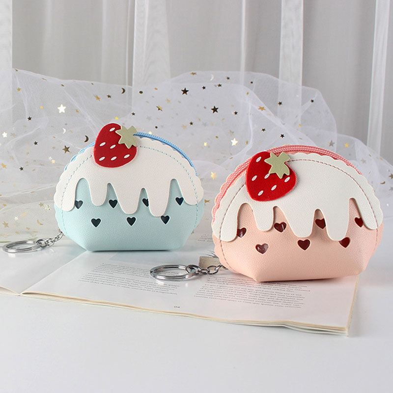 Coin Purse Women - Süße Erdbeer-Eiscreme-Mini-Geldbörse, kleine Münzbörse, kurze Damen-Geldbörse