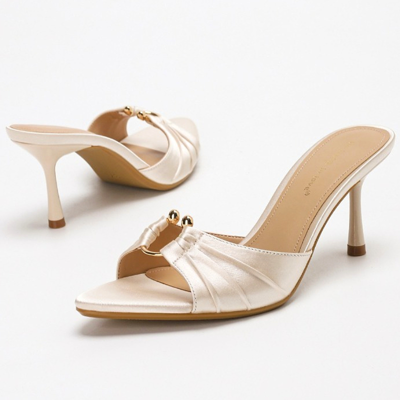 Women'S Fashion Brand Shoes - Plissee Metall Ring Satin Elegante Dünne