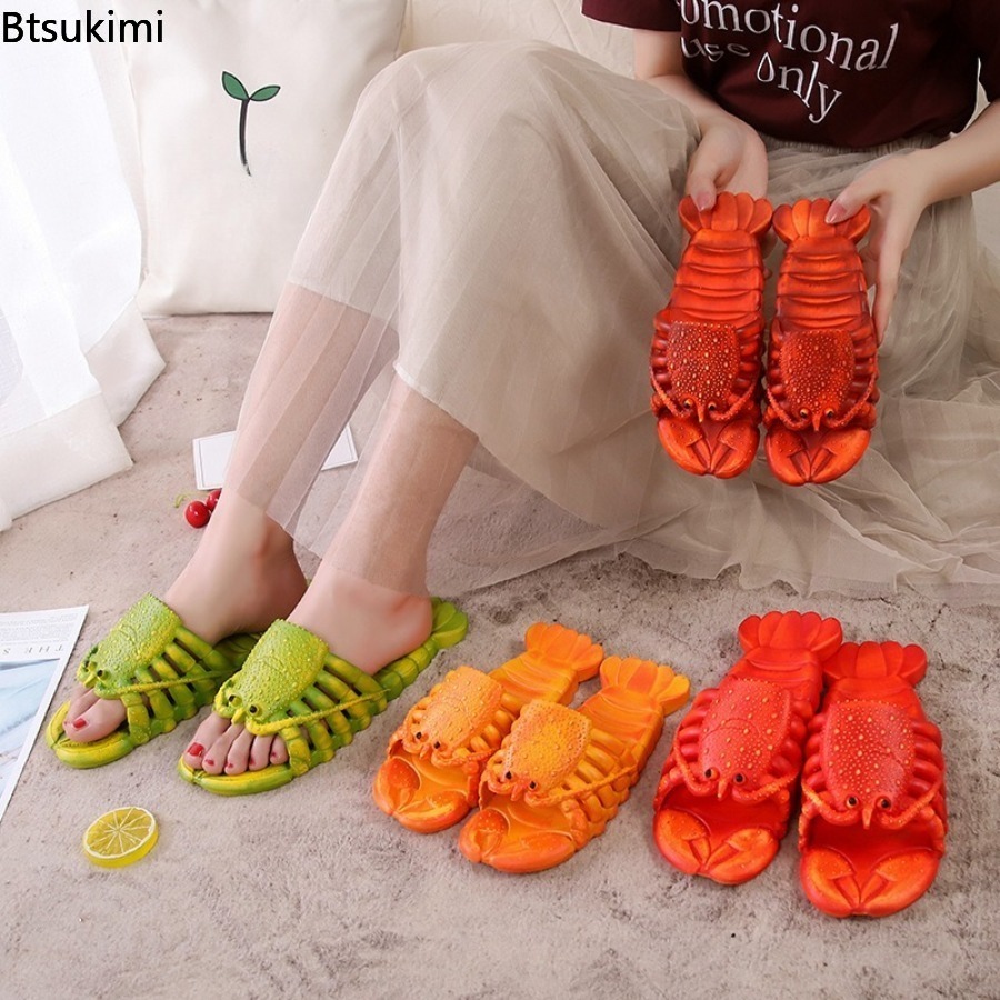 Women'S Fashion For Summer 2026 - Neue 2026 Sommer-Spaß Cartoon-Hummer-Hausschuhe PVC Weiche