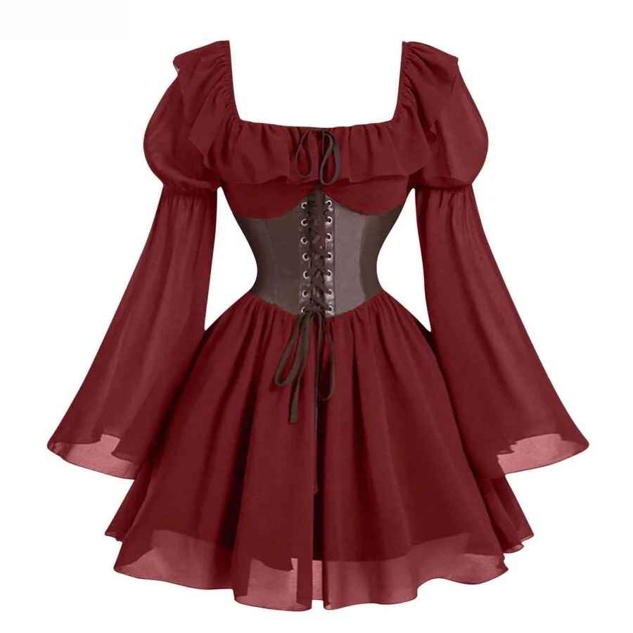 Women'S Fashion Renaissance Period - Mittelalterliches Kleid aus der Renaissancezeit, langärmeliges