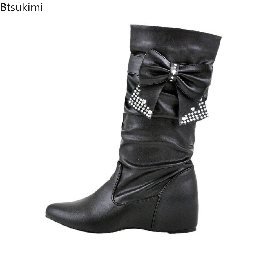 Women'S Fashion Rain Boots - Neue Damen-Stiefel mit Schmetterlingsknoten aus PU-Material,