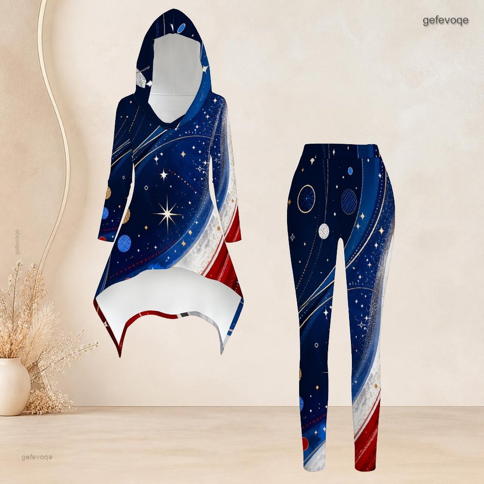 High Waist Leggings - Modisches Damen-Freizeit-Set aus 2 Teilen: Langarm-Hoodie