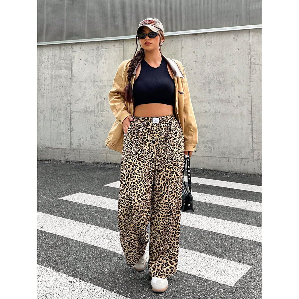 Women'S Fashion Utility Pants - Damen Cargo-Hosen für den Frühling, Leopardenmuster,