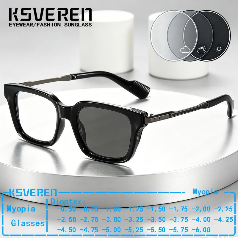 Women'S Fashion Glasses With Clear Lenses - Luxuriöses Design Quadratische Photochrome Myopie-Brille für