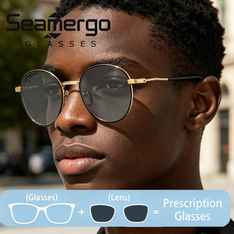 Women'S Fashion Glasses With Clear Lenses - SEAMERGO Runder Rahmen Maßgefertigte Kurzsichtigkeits-Brille für