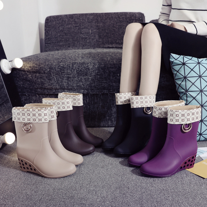 Koreanischen Stil Keile Mitte  – Women'S Fashion Rain Boots Bewertung und Preis