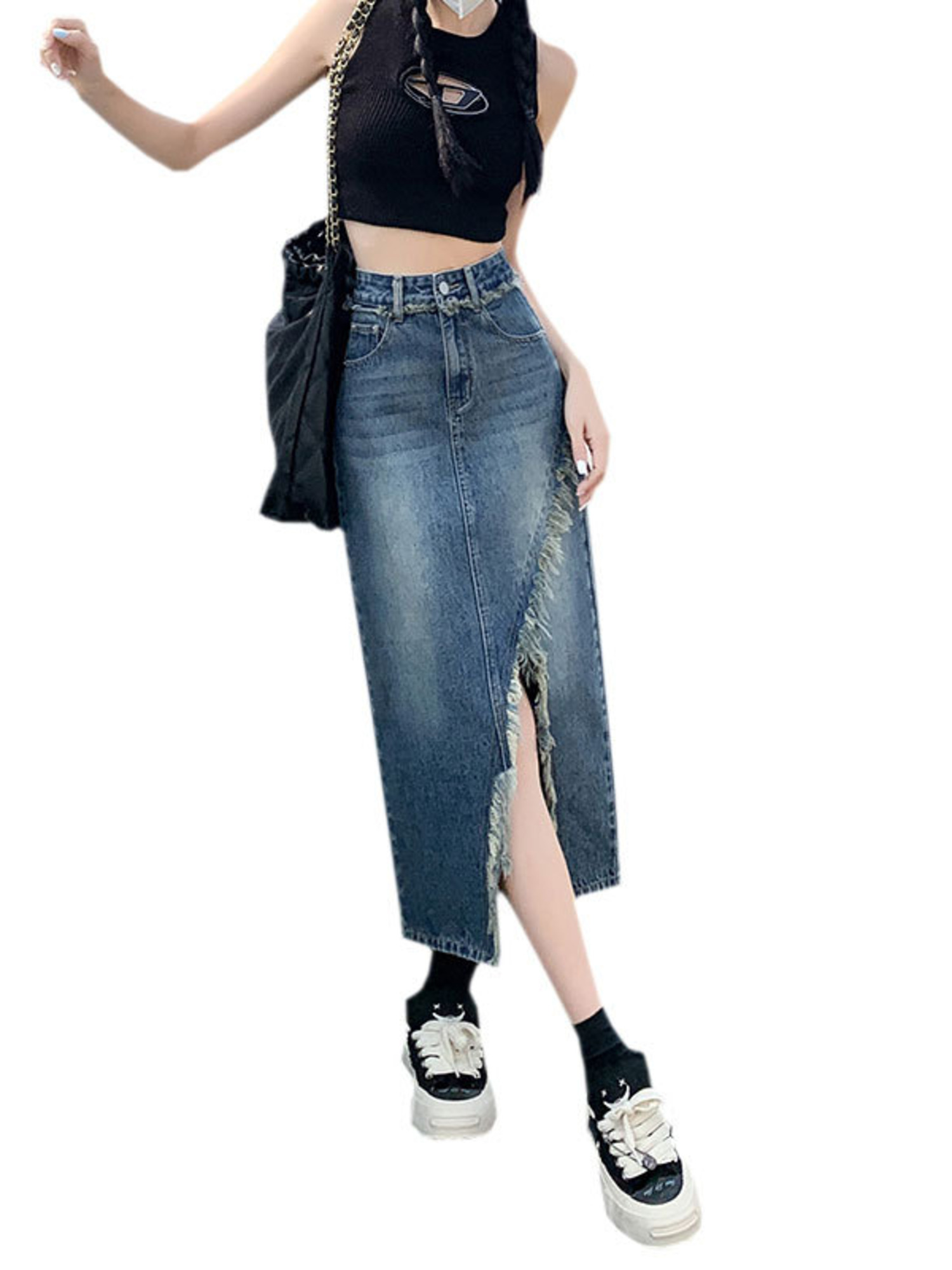 Damen-Jeansrock mit hoher Tail – A-Line Skirt Midi Bewertung und Preis